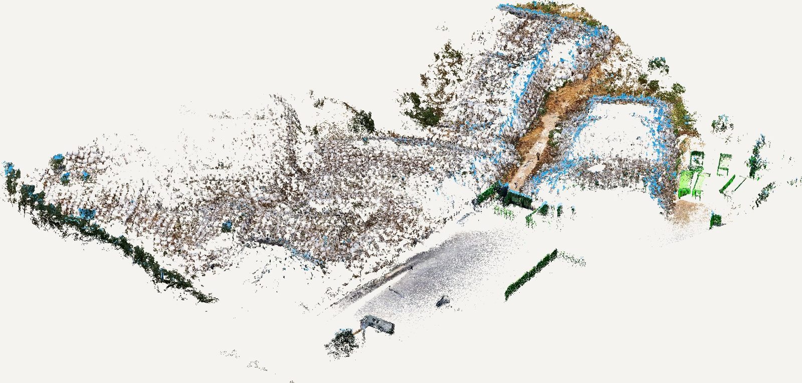 Αποτύπωση LiDAR κτήματος με ελαιώνα και κτίσματα